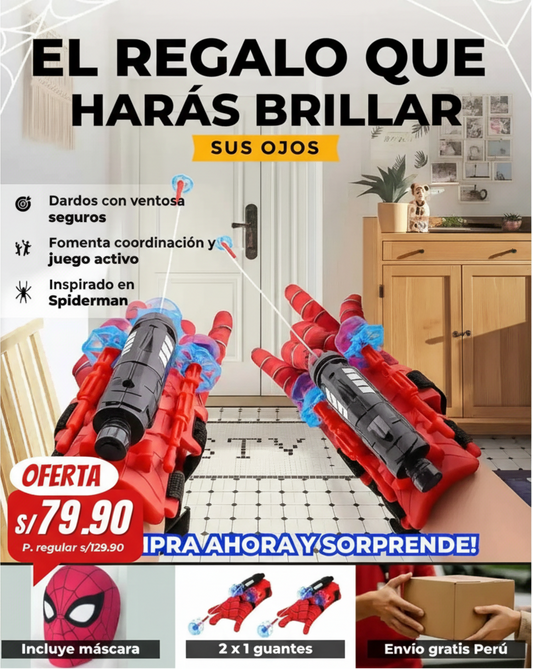 Pack Héroe: 02 Guantes Spiderman + Máscara de Tela